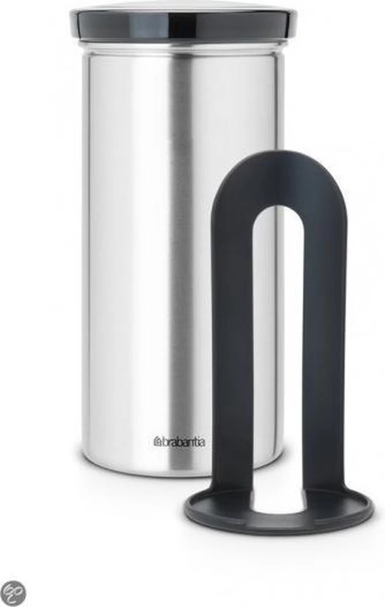 Brabantia Voorraadbus Voor 18 Koffie- En Theepads - Matt Steel Fingerprint Proof / Grijze Deksel - Afbeelding 3