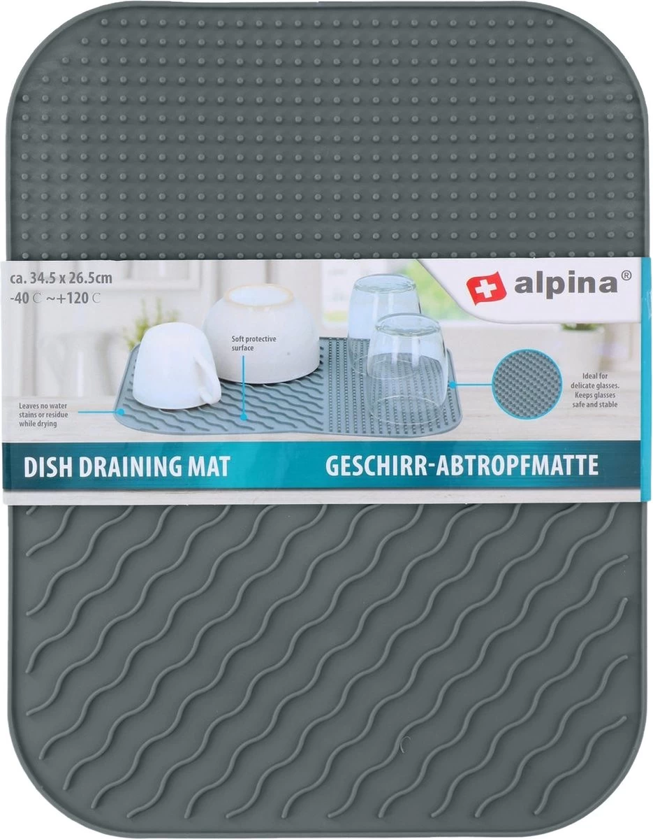 Alpina Afdruipmat - Droogmat - Siliconen - 26,5x34,5 Cm - Grijs - Afbeelding 4